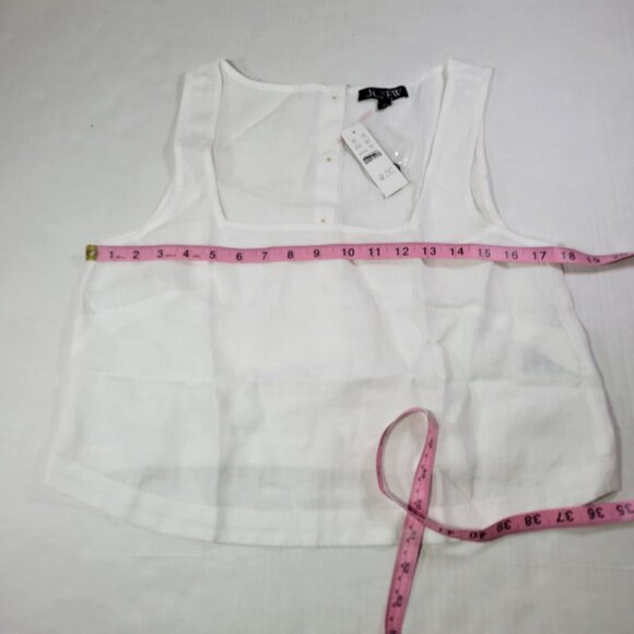 J.Crew Women White Mindy Saffron Linen Button-Back Lightweight Tank Top Size S - Picture 5 of 6